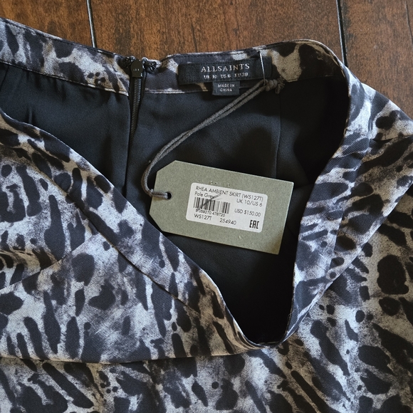 All Saints Women Rhea Ambient Pale Grey Asymmetrical Partially Lined Maxi Skirt - Picture 12 of 14